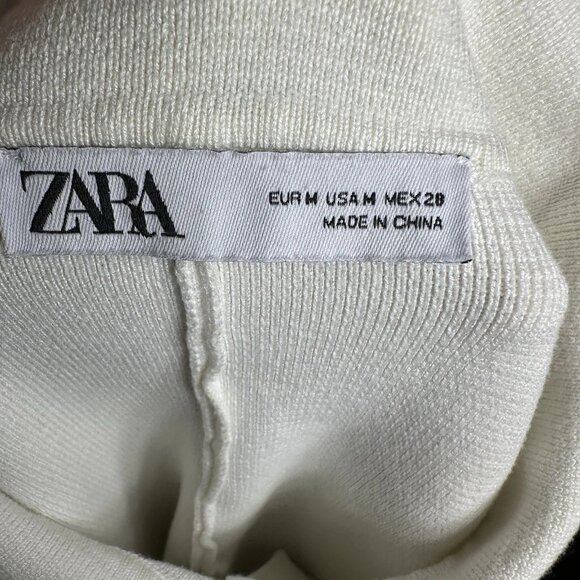 Zara Women’s M Crop Collared Beige 3/4 Sleeve Shirt - Picture 8 of 9